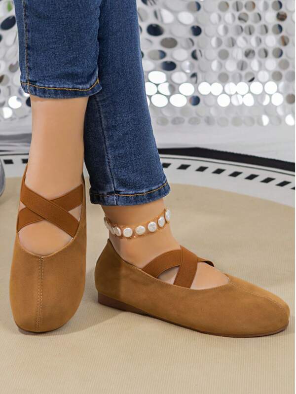 Women Fashion Elegant Criss-Cross Elastic Band Flat Shoes