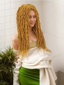 28" Micro Senegal Twist Box Braided Wig – Glueless Lace Front Synthetic Knotless Braids For  (#613, Honey Yellow) - SYellow - View 11