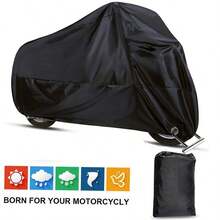 Motorcycle Cover, Waterproof, All-Weather Dust-Proof, UV-Resistant, Suitable For Indoor And Outdoor Use, 190T Abrasion-Resistant Fabric, Applicable To Motorcycles, Scooters, Off-Road Vehicles, All Seasons - Black - View 5