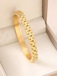 18K 镀金不锈钢可叠戴手链，链条和四叶草设计，时尚女士款式，适合休闲、派对、节日、生日、婚礼、情人节礼物、妈妈、母亲、母亲节、礼物 - 鑲鑽手鐲 - 查看 3