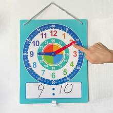 Gran reloj de demostración para pizarra en seco para enseñanza, reloj de aprendizaje para niños y niñas, educación Montessori, reloj de aprendizaje digital y analógico, reloj de enseñanza de la hora, decoración de pared para dormitorios de niños, reloj analógico para enseñar la hora a los niños, ayudas didácticas, suministros para aula y escuela en casa, aula, reloj para niños, juguetes educativos - Multicolor - Ver 11