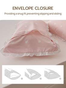 1个100%涤纶心形蕾丝图案枕套,不含枕芯,浪漫婚礼季,卧室装饰 - 彩色 - 查看 6