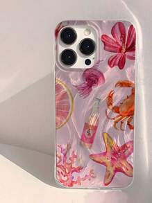 Funda de teléfono de silicona transparente con efecto de flor y alta calidad, pintada con color rosa océano, compatible con I 16 16/11/16Pro/ 16Plus/ 16, ProMax/ 1 6/15ProMax/13/14XXS/XR/7G/8P, I 15Promax, 13/14, P11/P12, cubierta protectora suave, compatibles con S23, S25A14/A15, A23U/ A50,A12 A12 S22, FE, Ultra, F22S21, E23S, Fe, M23