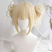 LAnime My Boku No Hero Academia Akademia Himiko Toga Short Light Blonde Ponytails Heat Resistant Cosplay Costume Wig+Cap5001 - 艾秀 - 查看 6