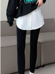 2 Stücke Damen Set mit langem Saum Unterhemd und Taillenskirt, geschichtet um die Hüften zu bedecken, kann mit Hoodies oder T-Shirts kombiniert werden, geeignet für Herbst, Halloween und andere Anlässe