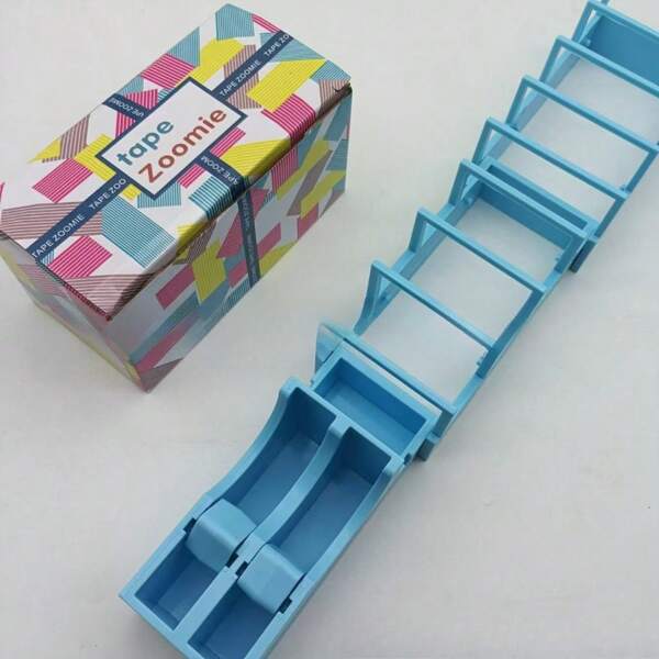 Dispensador de cinta con función de zoom (para embalaje), herramienta auxiliar portátil de doble rollo, cortador de cintas de múltiples rollos, adecuado para embalaje, manualidades, envoltura de regalos, (azul), útiles escolares, vuelta al colegio