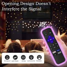 2Pack Silicone Protective Remote Case For  Roku Hisense Roku Controller Sleeve Universal For Roku Express 4K+ 2021 Roku Streaming Stick+ Remote Cover With Lanyards Glow GreenandGlow Purple - GlowYellow&GlowPurple - Xem 6