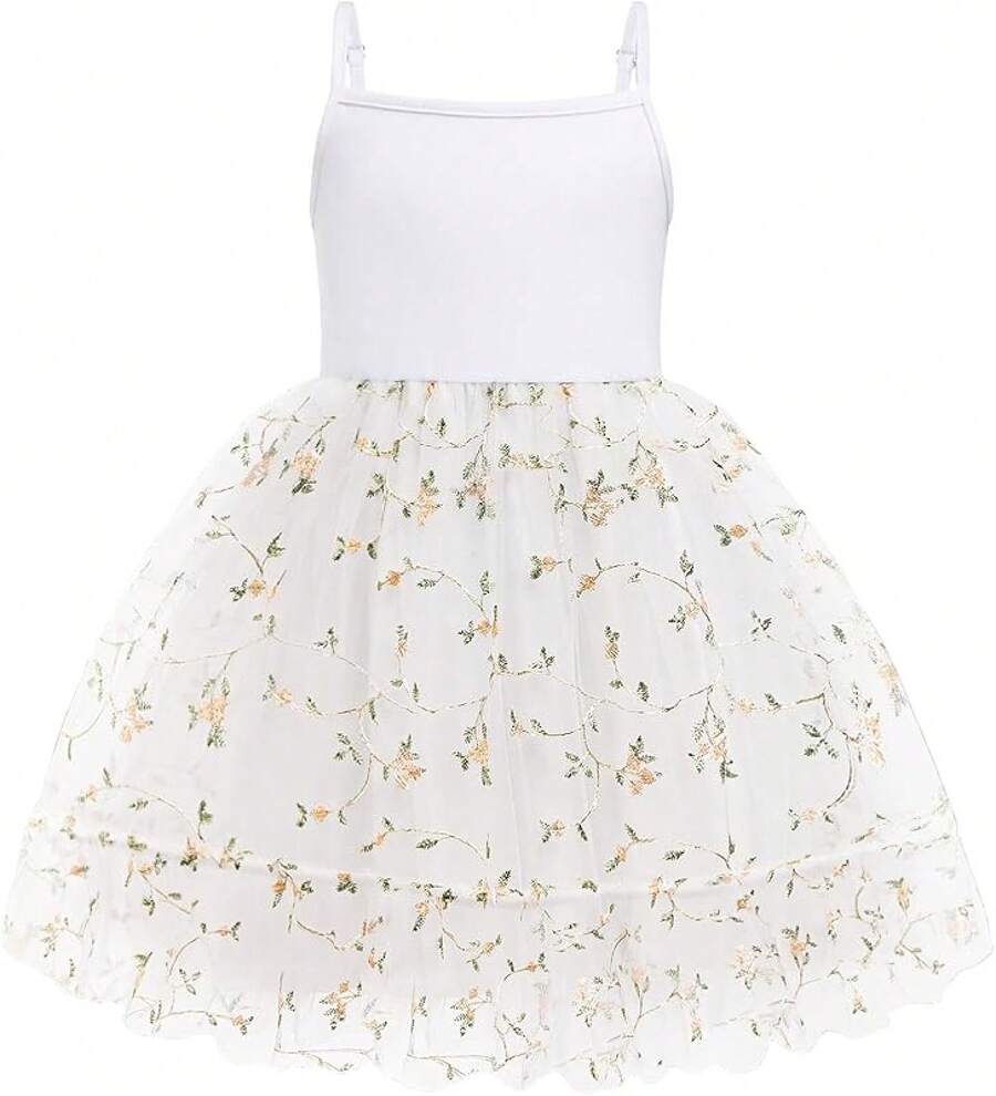 2025Toddler Girls Tulle Dress Rainbow Tutu Birthday Princess Dresses Formal Photo Shoot Outfit Summer Clothes 2-6T'Sprout Style' - 白色 - 查看 1