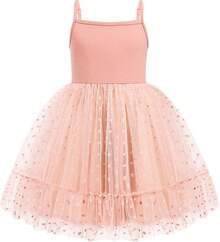 2025Toddler Girls Tulle Dress Rainbow Tutu Birthday Princess Dresses Formal Photo Shoot Outfit Summer Clothes 2-6T'Sprout Style' - 暗粉色 - 圓點薄紗 - 查看 1