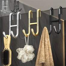 1pc Stainless Steel Towel Hook, Punch Free Bathroom Partition Hook, Heavy Duty Hook Rack For Robe, Towel, Over The Door Hook For Bathroom, Kitchen Multi-Scale Use, Bathroom Accessories