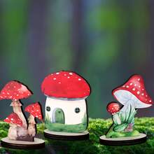 8 pièces Décorations de fête en bois en forme de champignon, décoration de fée de la forêt, idéal pour l'anniversaire de camping en forêt - Multicolore 3 - Voir 6