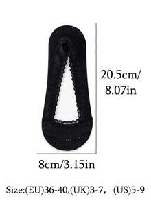 5 Pairs Women's Thin Lace Trim Invisible Liner Socks, Silicone Non-Slip Design, Cute Invisible Socks, Suitable For Daily Commute In Spring And Summer - Multicolor - View 9