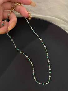 Collar de cristal de dopamina para mujeres, collar gargantilla minimalista y delicado