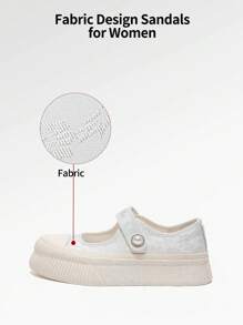 somiliss 1双女士运动风凉鞋，时尚平底中国风刺绣休闲鞋，轻便舒适户外步行鞋，5厘米厚底，适合搭配裙装，新款夏季白色