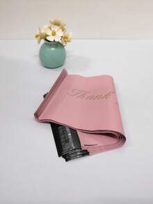 100pcs Sealed Express Delivery Bags, Gold Thank You & Pink Gift Packaging Bags, Thickened Waterproof Packaging Bags, Suitable For Express Logistics Packaging, Wedding Birthday Party Gifts Packaging, Daily Supplies Packaging - Pink - View 11