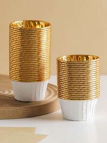50个松饼杯，简易一次性纸杯蛋糕杯，适用于烘焙店，高品质卷边纸杯，纸杯蛋糕盒，防水防油纸，蛋糕模具，甜品桌烘焙松饼，雪纺，慕斯纸杯蛋糕，耐高温铝箔纸杯蛋糕杯，面包烤箱蛋糕托盘，适用于婚礼，生日和派对，白色，粉色，亮金色，亮银色，红色，玫瑰金，蓝色 - 彩色 - 查看 18