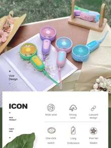 1 件男女通用情侣撞色项链风扇，便携式迷你 5 叶 USB 可充电冷却风扇，适合夏季户外旅行、海滩、运动、办公室、学校、泳池派对、日常生活 - 彩色 - 查看 7