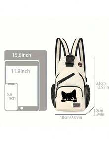 Double Zipper Messenger Bag For Men And Women, Black Cat Pattern Funny Design, Mini Chest Bag, Multiple Colors To Choose From, Multifunctional Chest Bag, Large Capacity Simple Casual Shoulder Bag, Suitable For Men And Women, Suitable For Daily Use, Outdoor Activities, Travel, Hiking, Portable, Ideal Choice For Gift Giving, Girlfriend Gift, Perfect Gift For Mom,Back To School Necessary - Multicolor - View 6