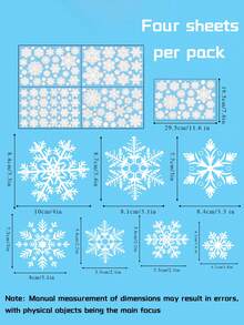 113 件/4 张可重复使用的圣诞窗贴，圣诞老人、驯鹿、雪花家居装饰，商店展示，节日派对，易于粘贴和移除，双面圣诞窗贴，白色雪花静电玻璃贴花，节日装饰窗贴圣诞装饰圣诞装饰家居