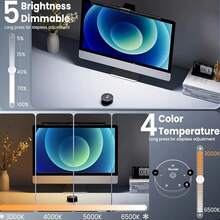 1pc New Dual Light Source Screen Lamp, Display Monitor Hanging Light, Office & Gaming Atmosphere Desk Lamp, Computer Screen Hanging Light, Computer Desk Lamp - Dual Light Source - View 8