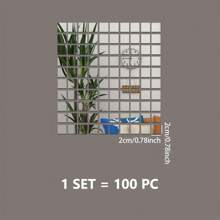 1 Set Of Drop Shape Mosaic Tiles, Acrylic Mosaic Mirror Tiles For DIY Crafts Living Room Decoration And Home Decor, Self Adhesive Silver Mirror Tiles Wall Decor Wall Stickers Wall Sticker Stickers