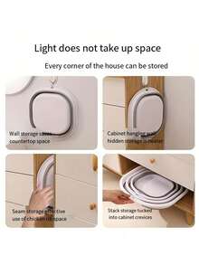 1 套可折叠盆、洗脸盆、菜盆、脚盆，易于清洁，轻巧可伸缩，适用于家庭、宿舍和户外露营旅行，可用作露营水槽和家用洗脸盆、水桶、水容器、水果蔬菜盆、清洁用品 - 加厚塑料可折叠脚盆和洗脸盆 - 返校必备、万圣节礼物、圣诞礼物、折叠盆套装、可折叠、水桶、洗脸盆。 - 多色的 - 查看 5