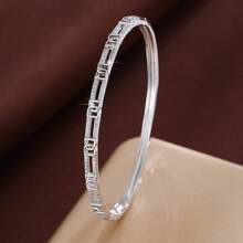 1pc Minimalist Hollow Letter D Shaped Chain Design Cubic Zirconia Inlaid Women Bracelet - Multicolor - View 11