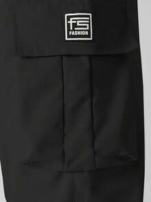 Men's Loose Lightweight Casual Cargo Pants, Fashionable Outdoor Workwear Trousers, Spring/Autumn - Black - View 5