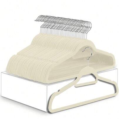 10/20 件豪华黑色植绒防滑衣架，超薄且节省空间 - 重型旋转黑色挂钩适用于整理服装、西装、上衣、领带、衬衫、裙子和裤子