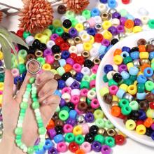 200 buc/pachet mărgele acrilice multicolore cu orificiu mare, 6x9mm, potrivite pentru realizarea de bijuterii DIY lucrate manual, decorațiuni artizanale: brățări, coliere, cercei, accesorii de păr, decorațiuni pentru încălțăminte, ornamente pentru îmbrăcăminte