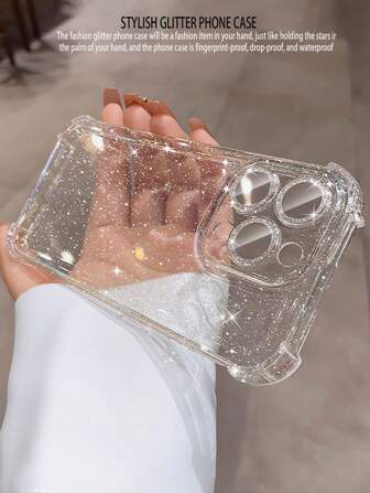 Sequins Luxury Glitter Shiny Clear Soft Phone Case Compatible With IPhone 16 Pro Max 15 14 13 12 11 Pro Plus 16E Lens Protective Cover Waterproof Shockproof Anti-Fall Scratch Resistant