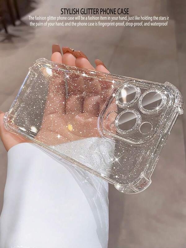 Sequins Luxury Glitter Shiny Clear Soft Phone Case Compatible With IPhone 16 Pro Max 15 14 13 12 11 Pro Plus 16E Lens Protective Cover Waterproof Shockproof Anti-Fall Scratch Resistant