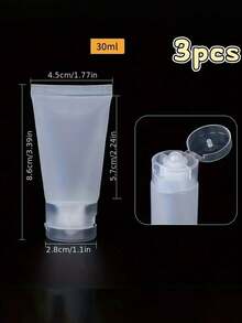 Tube en plastique rechargeable, récipient cosmétique translucide en plastique souple, tube de voyage rechargeable, petit flacon avec bouchon à rabat pour échantillons cosmétiques de voyage, contenant pour produits de toilette (sans liquide)