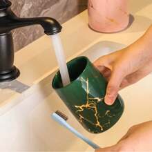 Couple's Mouthwash Cup, High-End Toothbrush Holder, Bathroom Storage Rack, Simple And Creative Couple's Gargle Cup, Ceramic Toothbrush Cup, Marble Pattern Handleless Mouthwash Cup Home Bathroom Decor Summer Back To School