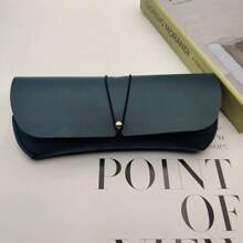 Solid Color Premium Eyeglasses Storage Case, Made Of PVC Material, Fashionable And Exquisite Design, Novel Style, Displays Generous And Elegant Appearance, Suitable For Most Eyeglasses, Daily Eyeglasses And Small Item Storage, Fashionable Eyeglasses Case, High-End Eyeglasses Case, New Eyeglasses Case, Eyeglasses Accessories