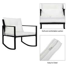 4 Piece Outdoor Conversation Set PE Wicker Black With Cushions, Patio Conversation Set, Rattan Sofa Set For Garden, Deck - A - 查看 8