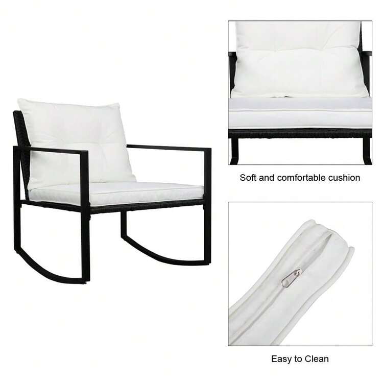 4 Piece Outdoor Conversation Set PE Wicker Black With Cushions, Patio Conversation Set, Rattan Sofa Set For Garden, Deck - A - 查看 8