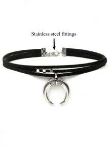 1pc Bohemian Style Metal Pendant Necklace, Multi-Layer Vintage Choker Necklace, Sexy Goth Collar For Parties, Festivals