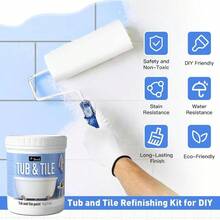 DWIL Tile Paint Tub And Tile Refinishing Kit With Tools Water-Based Bathtub Paint Low Odor Easy To Use 25-30 Sq.Ft 16.5 Oz Semi-Gloss White - White - View 7