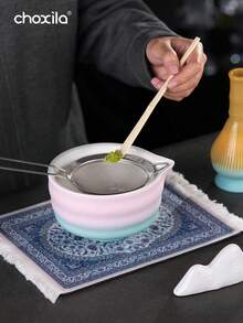 choxila 一套渐变粉蓝抹茶茶具——传统日式抹茶用具，包括带嘴抹茶碗（茶筅）、带支架的竹制茶筅、带支架的竹制茶勺、不锈钢茶漏、带杯垫的抹茶杯。这套抹茶茶具完美融合了传统工具与现代渐变设计，是冲泡正宗日式抹茶的理想之选。 - 抹茶碗套裝 - 查看 2