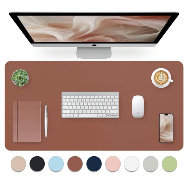 80 X 40 Cm Brown Desk Mat, Computer Mouse Pad, PU Leather + Anti-Slip Velvet, Waterproof, Anti-Glare, Suitable For Office Desk, Study Desk, Computer Desk, Multiple Sizes And Colors Available,School Supplies,Back To School