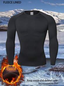 Maglia termica elastica aderente da base strato per attività sportive invernali come palestra, corsa, sci, ciclismo, pesca sul ghiaccio, con maniche lunghe in pile caldo, ideale per l'autunno e l'inverno, taglia extra large