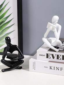 1pc Abstract Figurative Reading Book Decor, Nordic Style Luxe Resin Reading Person Tabletop Ornament, Suitable For Living Room, Study, Cafe Decoration - A Housewarming Gift For Readers And Intellectuals - Multicolor - View 9