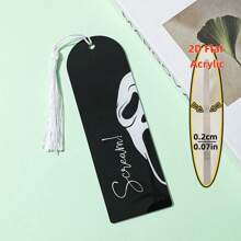 Marque-page en acrylique - Thème noir et blanc d'horreur avec un cri. Accessoires de lecture, avec glands, cadeau d'Halloween parfait pour les amis, les collègues et les fans d'horreur. Fournitures de bureau design crâne, fournitures de bureau quotidiennes, couvertures et accessoires de livres, marque-pages. Décoration d'Halloween, décoration d'automne, décoration de chambre, décoration d'automne
