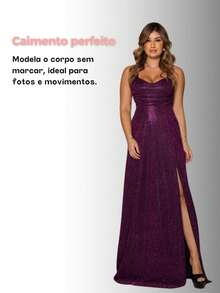 Long Green Glitter Slit Dress – Perfect For Parties, New Year's Eve And Graduations - 寶藍色 - 查看 6