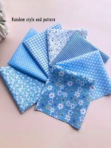 Patchwork Fabric, Blue Floral And Polka Dot Craft Fabric Bundle - 10" X 10" Square, Sewing Fabric For DIY Sewing, DIY Doll Clothes Making, Scrapbooking And Quilting Sewing Supplies Accessories, Multiple Colors And Styles To Choose From (Styles Random) - Multicolor - View 2