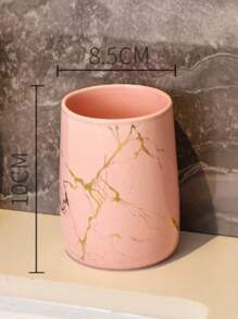 Couple's Mouthwash Cup, High-End Toothbrush Holder, Bathroom Storage Rack, Simple And Creative Couple's Gargle Cup, Ceramic Toothbrush Cup, Marble Pattern Handleless Mouthwash Cup Home Bathroom Decor Summer Back To School