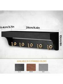 Móc treo chìa khóa gắn tường kiểu mộc mạc - Hộp đựng thư bằng gỗ trang trí với 5 móc treo chìa khóa kiểu cổ điển và kệ nổi, thích hợp trang trí nhà cửa, hành lang, lối vào, căn hộ. - Nhiều màu - Xem 3