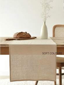Good Morning 1pc Elegant Beige Table Runner, Rectangular Design, Suitable For Spring, Summer And Seasonal Decor, Perfect For Kitchen, Outdoor Parties And Room Decoration, Seasonal Dining Table Setting | Holiday Table Runner | Dining Table Decor | All Sizes 40*120, 40*160, 40*180, 40*210, 40*240, 40*270, 40*300, 40*350 - Beige - View 2