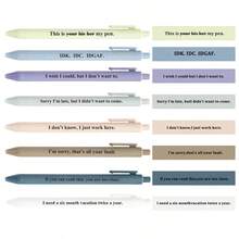 8 支趣味塑料笔 - 可伸缩圆珠笔，带有趣味文字，黑色墨水，印有文字，非常适合办公室、学校、派对活动、任何喜欢幽默的人送给同事的礼物、学校用品、返校